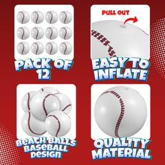 Bedwina baseball beach ball features an easy inflate valve for quick setup.
