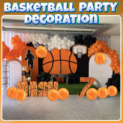 Bedwina bright orange beach ball with stripes, ideal as a party favor or decor.