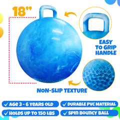 Child bouncing with Bedwina hopper ball and handle during play