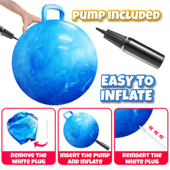 Bedwina hopper ball pump included for quick, easy inflation.