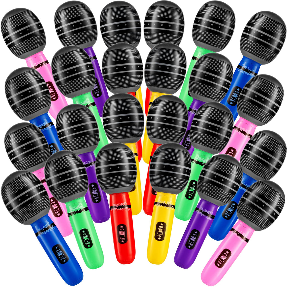 Bedwina inflatable neon microphone close-up—vibrant color for photo booths and karaoke.