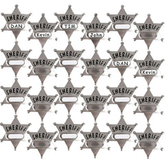 Bedwina sheriff badge back view showing safety pin for easy attachment
