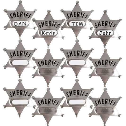 Bedwina metal sheriff badge front view with shiny finish for party costumes