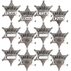 Bedwina metal sheriff badge front view with shiny finish for party costumes