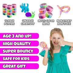 Bedwina neon bouncing putty two colors per container, showcasing mix-and-match fun.
