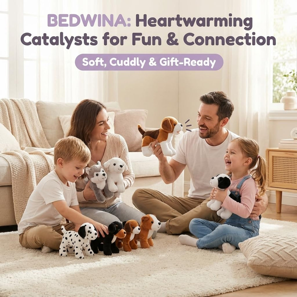 Bedwina plush puppy dogs, collectible set great for sharing and gifting.