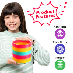 Bedwina rainbow coil spring toy in neon colors, perfect for party prizes and gifts.