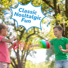 Bedwina rainbow coil toy in action, easy to separate and reassemble.