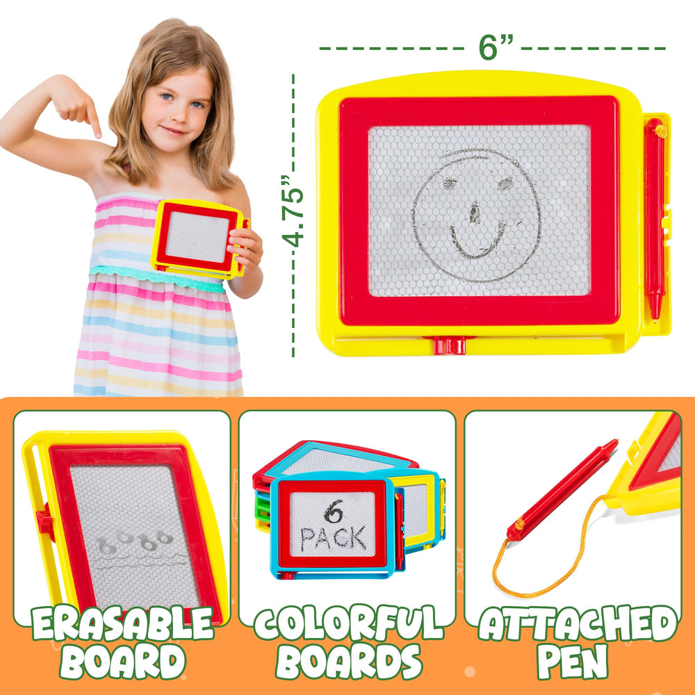 Bedwina six-pack colorful drawing boards, kid friendly art play on the go