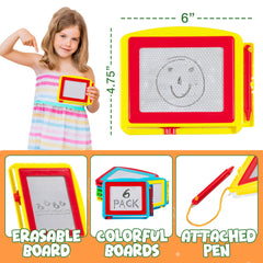 Bedwina six-pack colorful drawing boards, kid friendly art play on the go
