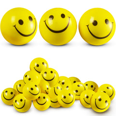 Bedwina Smile Face Stress Ball close-up, yellow foam for quick stress relief and tactile fun