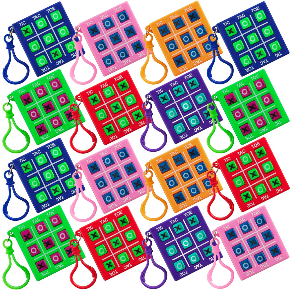 Bedwina tic tac toe keychains, 24-pack, bright colors for party favors.