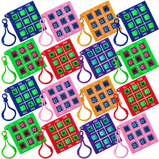 Bedwina tic tac toe keychains, 24-pack, bright colors for party favors.