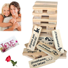 Beecotox blocks tower game setup—easy to start for couples' playful evenings.