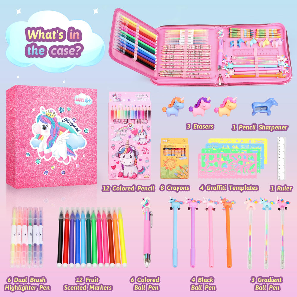 Beefunni unicorn glitter pencil case keeps supplies organized and portable.