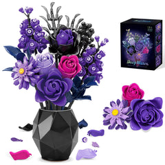 BeepZipp purple roses bouquet building blocks for stylish centerpiece display