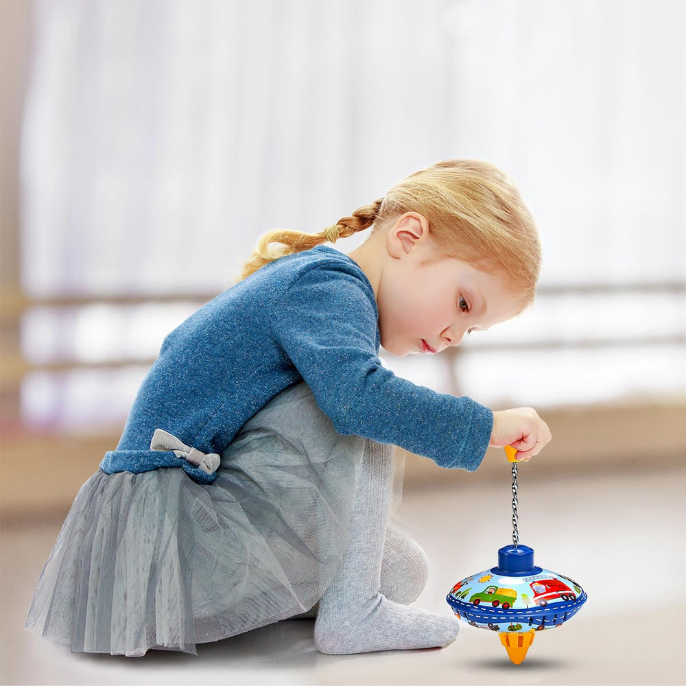 Beeqoo retro top with handle and stand for safer spinning