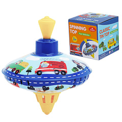 Beeqoo retro spinning top with vehicle pattern for engaging hands-on play