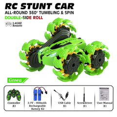 Beetivity double-sided RC car performs flips and dance mode play.