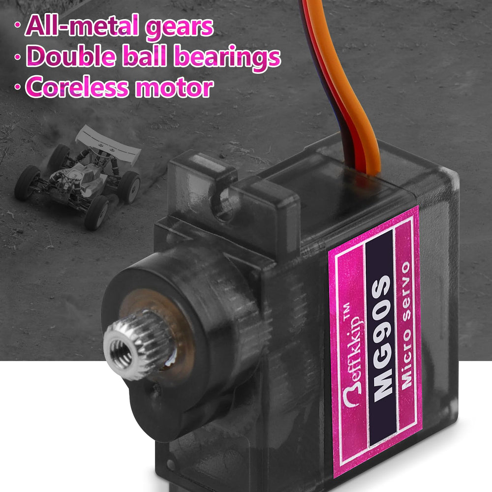 Beffkkip MG90S stall torque up to 2 kg/cm at 4.8V for reliable control.