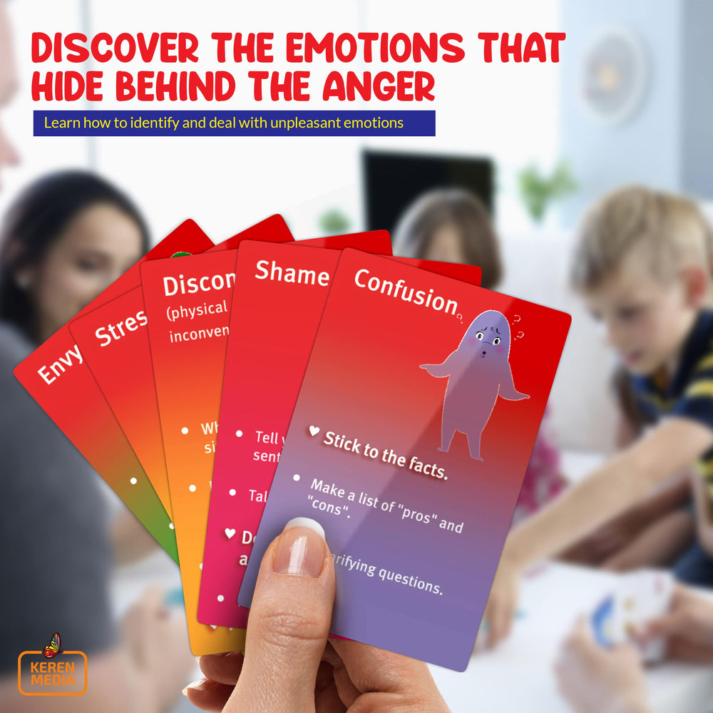 Family playing Behind The Anger card game to boost communication.