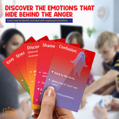 Family playing Behind The Anger card game to boost communication.
