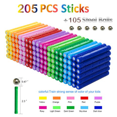 Beicarin colorful magnetic bars support color recognition and spatial thinking.