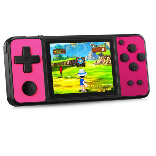 Beico 32-Bit Kids Handheld Rose-Red front view showing ergonomic design for small hands.