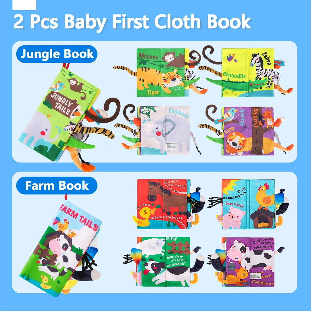 Beiens cloth books feature crinkle paper and a squeaker for auditory curiosity