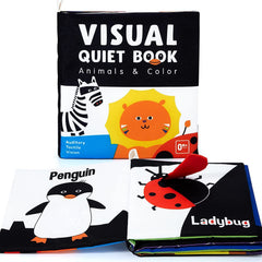 Beiens soft baby book with high-contrast black-and-white pages supports early vision development.