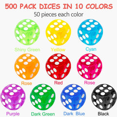 Close-up of Beieverluck 14mm translucent dice for easy readability.