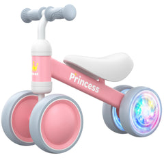 BEKILOLE Baby Balance Bike front view showing stable four-wheel design for toddlers