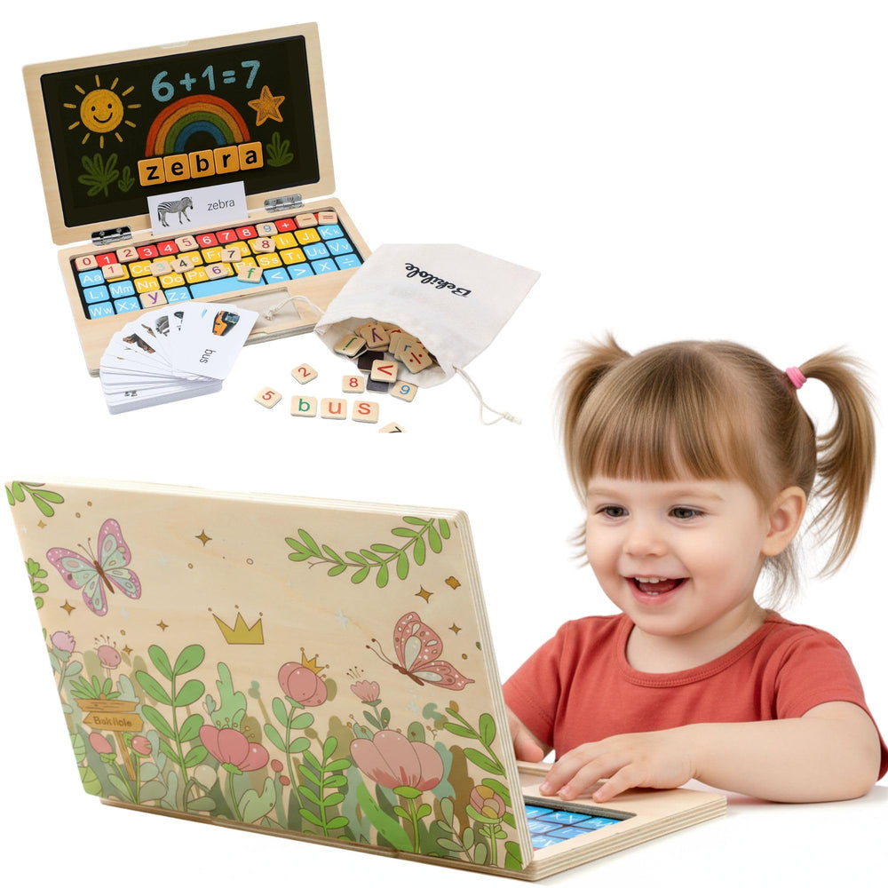 BEKILOLE Floral Laptop front view promotes screen-free imaginative play