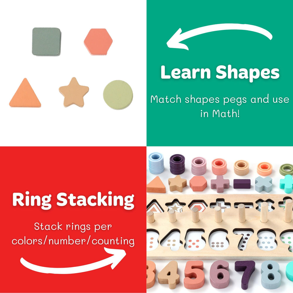BEKILOLE wooden pegs and rings activity for toddlers supports fine motor play.