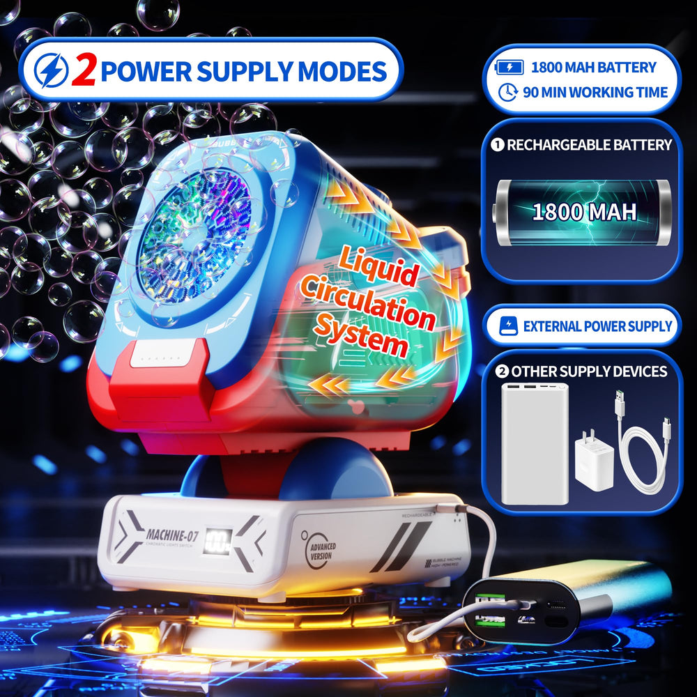 Belemar bubble machine with 1800mAh battery for longer sessions.