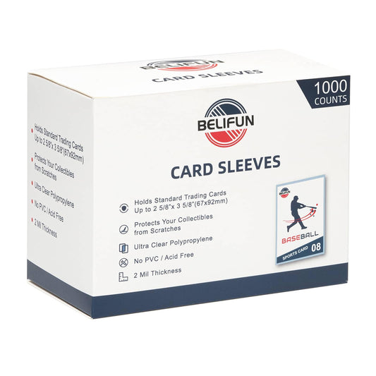 Belifun 1000ct soft trading card sleeves provide crystal clear protection for standard cards