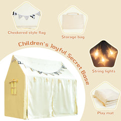 Bella's Friends play tent features mesh windows for airflow and peek-a-boo visibility.