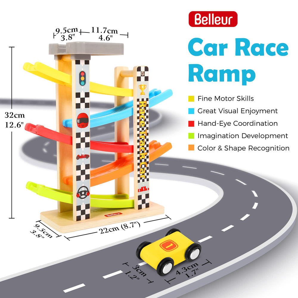Belleur mini cars set for toddlers encouraging cooperative play.