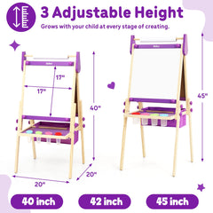 Belleur easel height adjustable from 40 to 45 inches to grow with children.