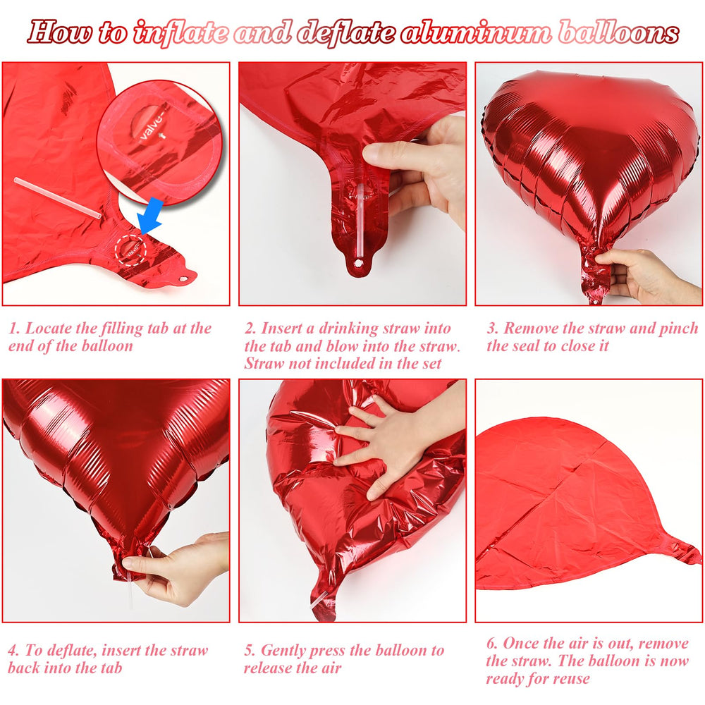 Belscebels red foil heart balloons 18inch, durable shine for lasting decorative moments.
