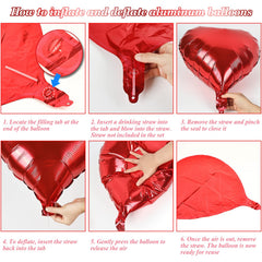 Belscebels red foil heart balloons 18inch, durable shine for lasting decorative moments.