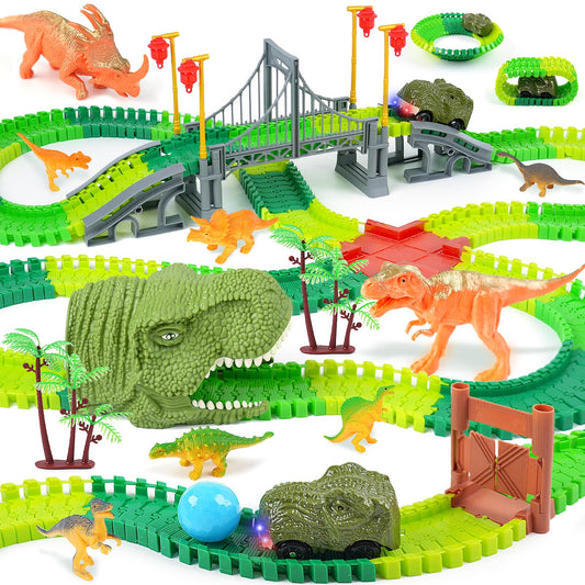 BEMITON dinosaur track with flexible tracks invites creative layouts.