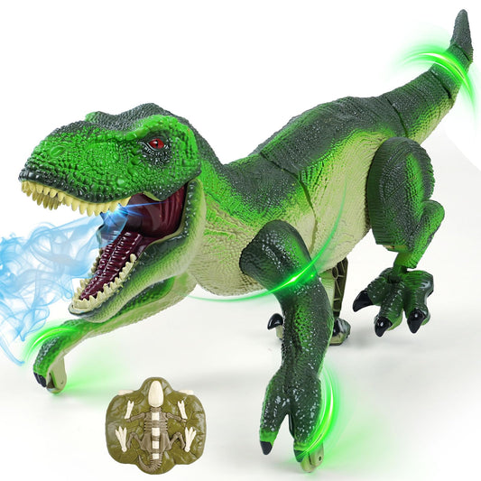 BEMITON olive green RC dinosaur walks smoothly for interactive playtime.