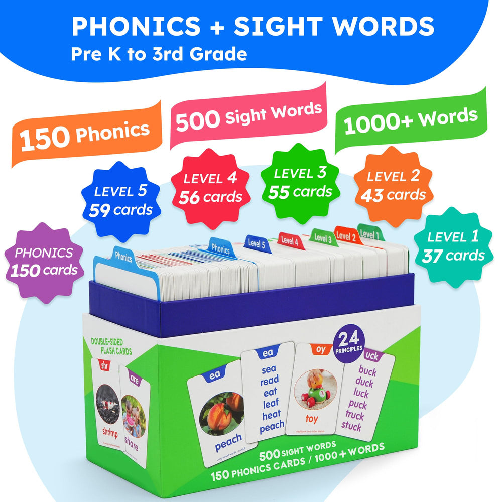 BenBen 650 flash cards layout, organized by color-coded levels for easy sorting.