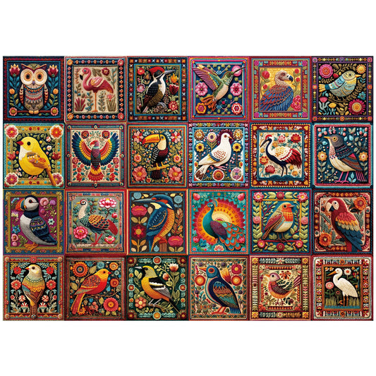 BenBen 1000-piece bird crochet puzzle with vibrant designs for family game night
