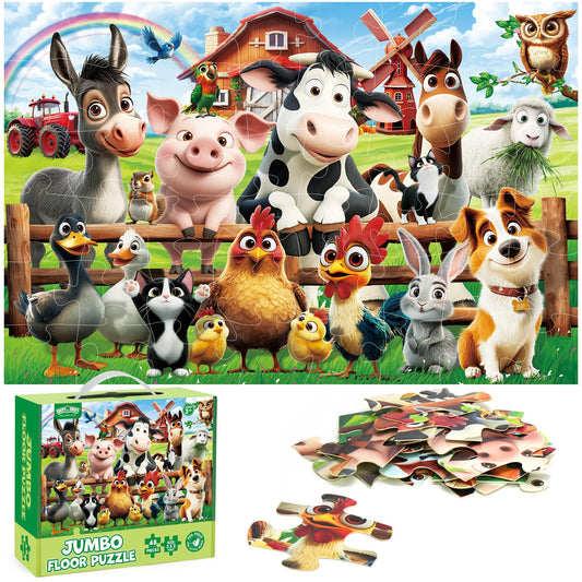 BenBen floor puzzle farm animals for kids, large pieces promote cooperative play.
