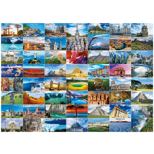 BenBen 1000-piece world landmarks collage cover for travel vibes and focused assembling