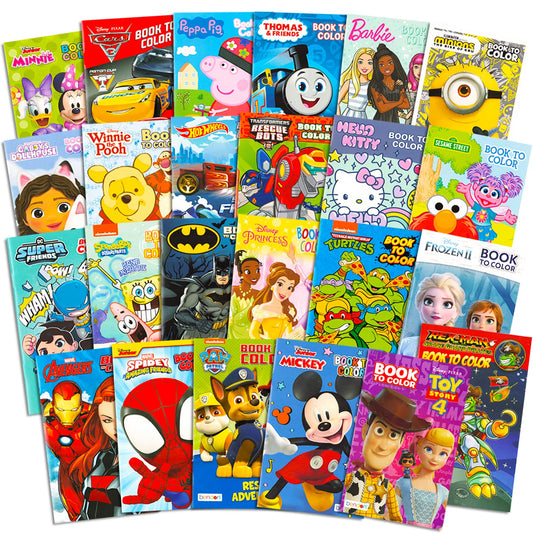 Bendon 24-pack coloring book cover featuring licensed characters for classroom activities