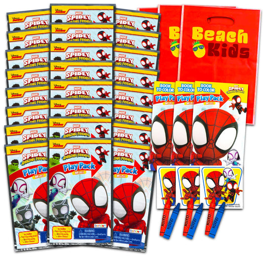 Bendon Spidey and Friends mini grab-n-go packs with coloring pages, ideal for party favors