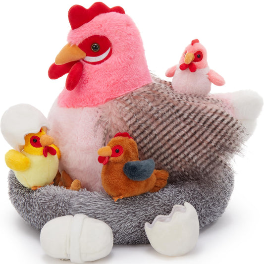 BENINY chicken stuffed animal set with plush hen and coop for cozy play.